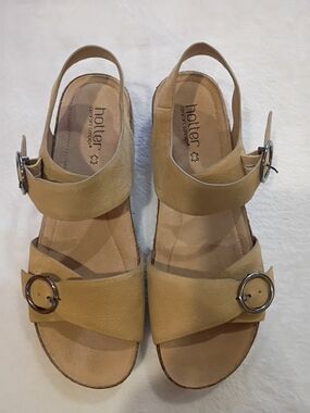 Hotter Tan Leather Buckle Slingback Sandals